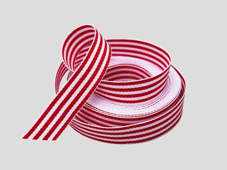 GROSGRAIN RIBBON - RED & WHITE STRIPE Online now